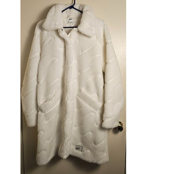 Nike Jackets & Blazers - Nike Sportswear Icon Clash Long Sherpa Jacket White NWT Women's Size M